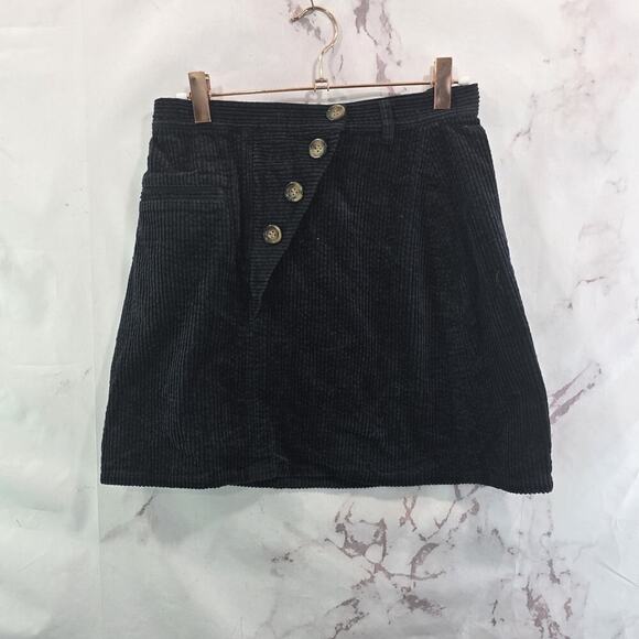 & Other Stories Skirt Womens 4 Small Black Corduroy Mini Asymmetric Angeles - Picture 1 of 10